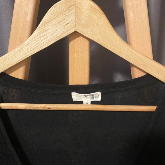 Aritzia Wilfred Free Women's Long Semi Sheer Black  Top Shirt Size Medium - Picture 2 of 3
